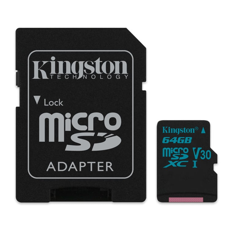 Encontraproduto.com.br - Cartão de Memória 64GB Classe 10 Kingston SDCG3/64GB Micro SDXC 170R/70W UHS-I U3 V30 A2 Canvas Go