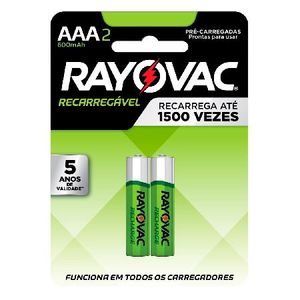 Pilha Recarregavel Rayovac Eco AAA Com 2un 600Mah 55902