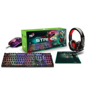 Combo Gamer ELG CGSR41 Striker 4 em 1 Teclado e Headset + Mousepad e Mouse Gamer